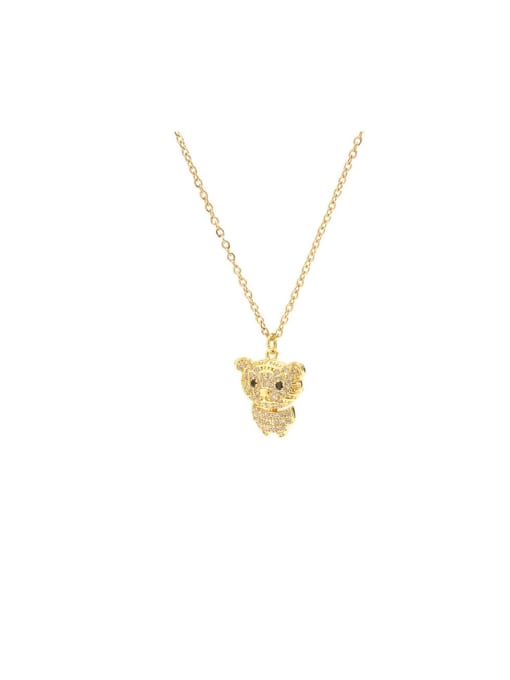 YOUH Brass Cubic Zirconia Bear Cute Necklace 0
