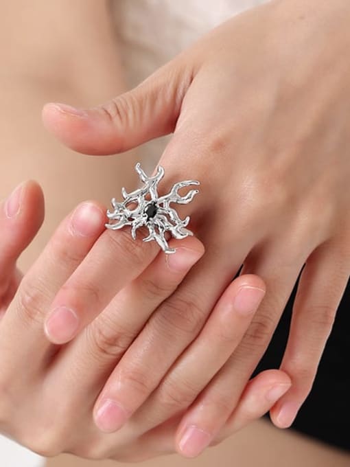 TINGS Brass Cubic Zirconia Shaped Spider Hip Hop Band Ring 1