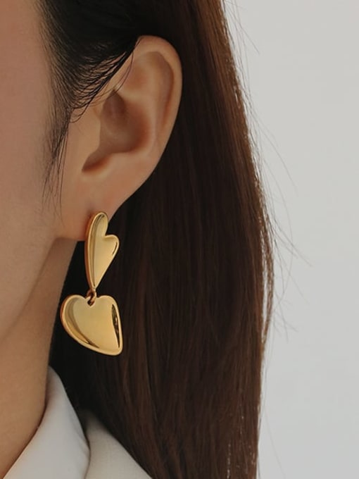 Five Color Brass Smooth Heart Vintage Drop Earring 1