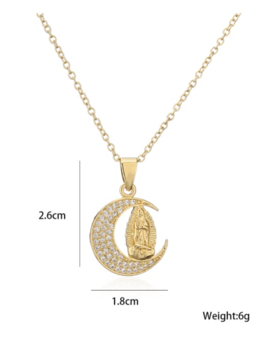 AOG Brass Cubic Zirconia Geometric Vintage Virgin mary Pendant Necklace 2