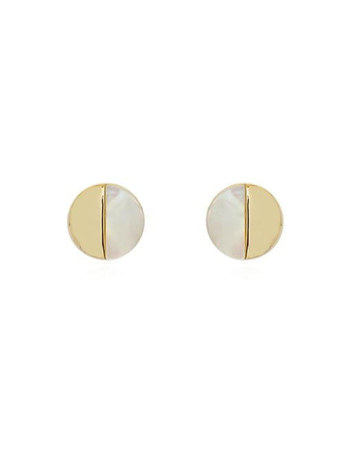 14k gold Brass Shell Geometric Minimalist Stud Earring
