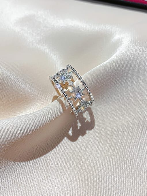1 # Alloy Cubic Zirconia White Star Dainty Cocktail Ring