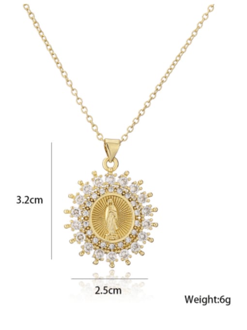 AOG Brass Cubic Zirconia Religious Vintage Geometric Pendnat Necklace 2