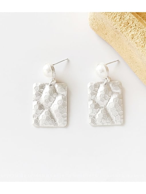 Dumb Silver Copper Grain Geometric Minimalist Drop Trend Korean Fashion Earring