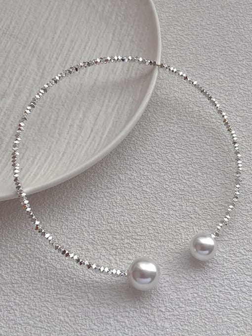 F252  Pearl Collar Brass Imitation Pearl Geometric Minimalist Necklace