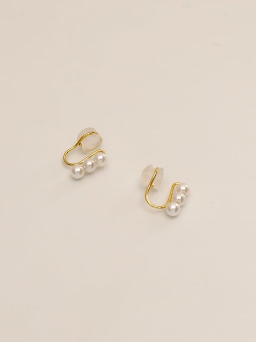 HYACINTH Brass Imitation Pearl Geometric Minimalist Clip Trend Korean Fashion Earring 3
