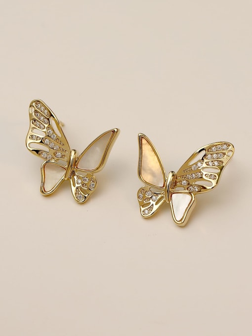 HYACINTH Brass Shell Butterfly Cute Stud Trend Korean Fashion Earring 2
