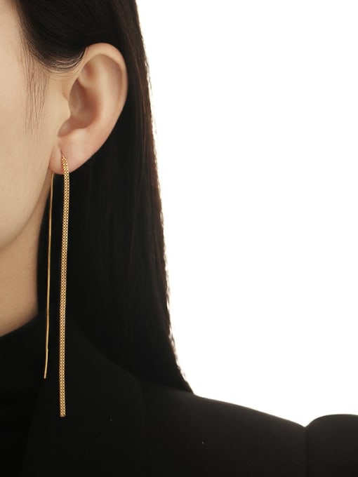 TINGS Brass Tassel Minimalist Threader Earring 1