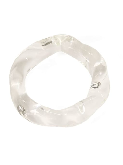 ACCA Transparent Glass White Round Minimalist Band Ring 3