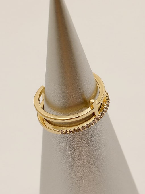 HYACINTH Brass Cubic Zirconia Geometric Minimalist Stackable Fashion Ring 1