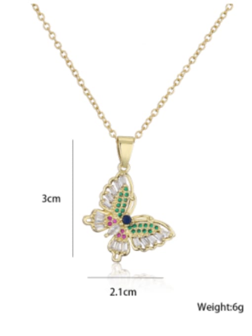 AOG Brass Cubic Zirconia Enamel Trend Butterfly  Pendant Necklace 2