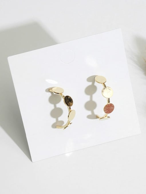14K  gold Copper Smooth Geometric Minimalist Drop Trend Korean Fashion Earring