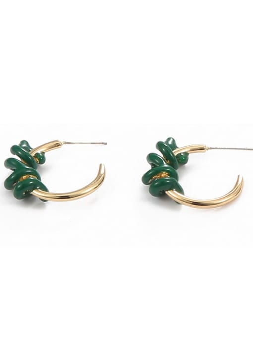 Green winding Zinc Alloy Enamel Geometric Vintage Stud Earring