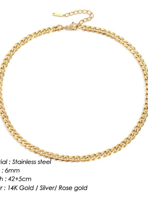 Gold 6mm 42 +5cm Stainless steel Geometric Vintage Hollow  Geometric  Chain Necklace