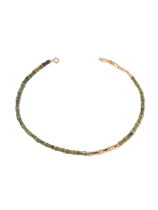 Bamboo Necklace Brass Zircon Irregular Vintage Bamboo Necklace