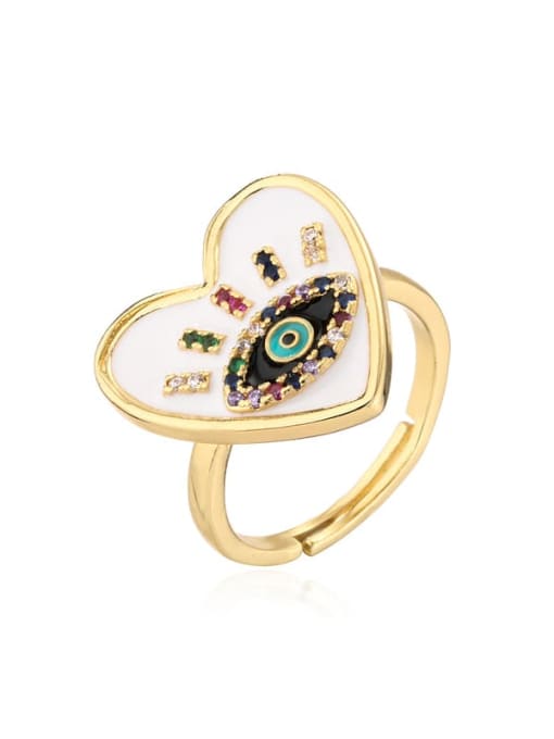 AOG Brass Enamel Cubic Zirconia Heart Vintage Band Ring 0