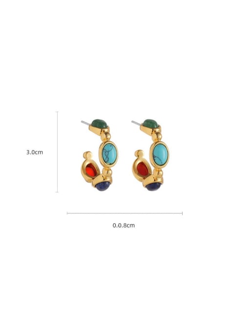 Five Color Brass Enamel Geometric Trend Stud Earring 2