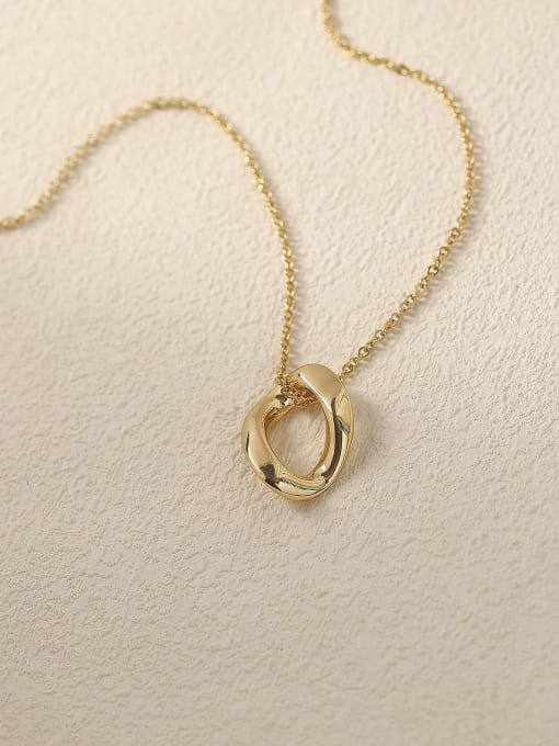 14K gold Brass Hollow Geometric Vintage Trend Korean Fashion Necklace