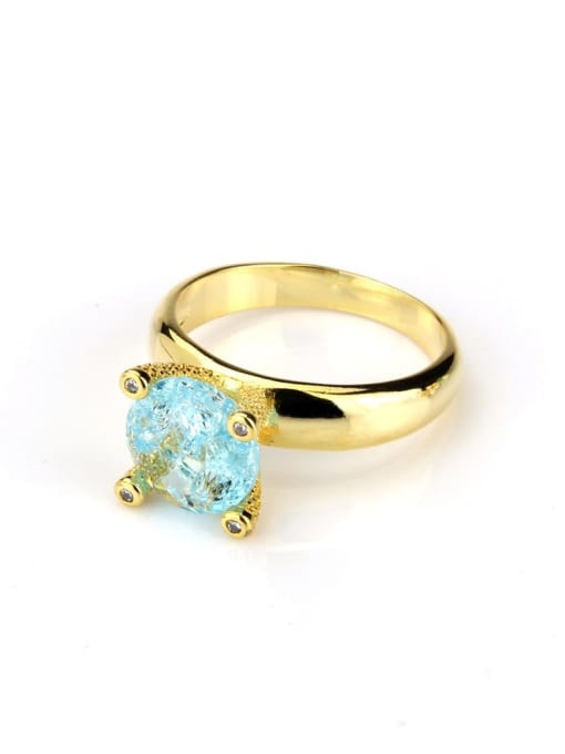 Gold Plated blue Brass Opal Geometric Vintage Band Ring