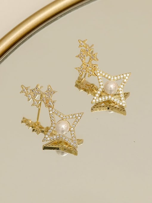 HYACINTH Brass Cubic Zirconia Star Vintage Drop Trend Korean Fashion Earring 1