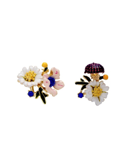 HYACINTH Brass Enamel Flower Cute Stud Earring 2