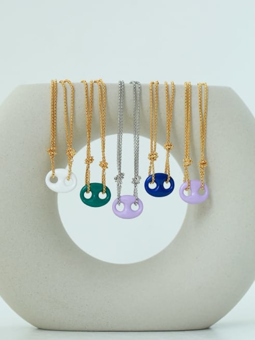 Five Color Brass Enamel Geometric Minimalist Necklace 3