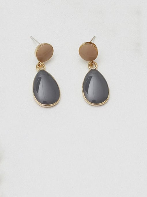 dark grey Copper Enamel Water Drop Minimalist Drop Trend Korean Fashion Earring