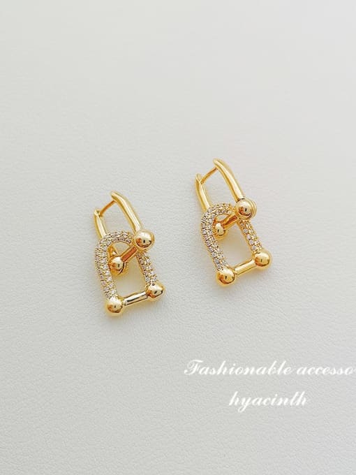 14K  gold Copper Cubic Zirconia Irregular Dainty Drop Trend Korean Fashion Earring