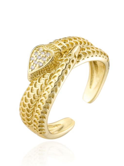 11873 Brass Cubic Zirconia Heart Vintage Band Ring