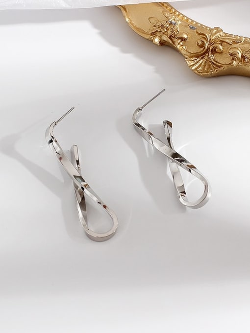 White K Copper Smooth Bowknot Minimalist Stud Trend Korean Fashion Earring