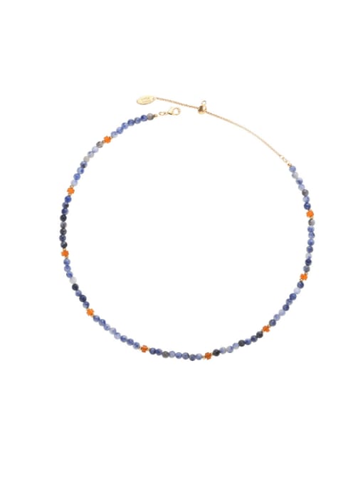 ACCA Brass Natural Stone Round Bohemia Beaded Necklace 0