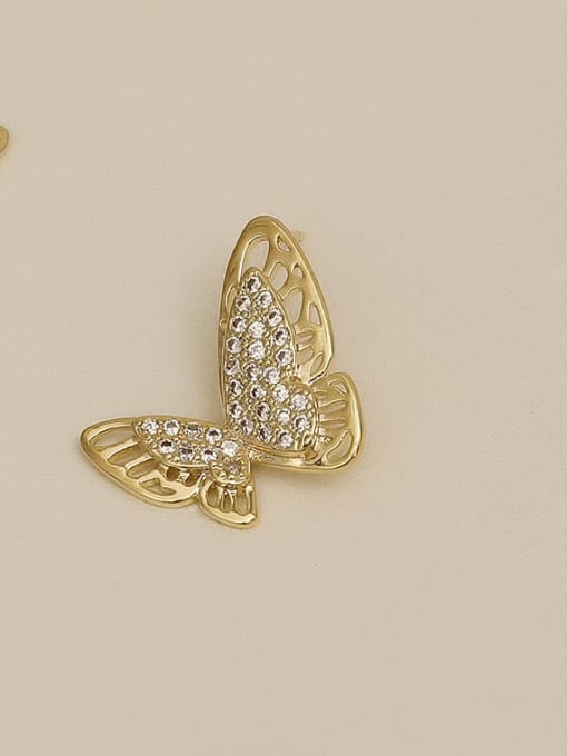 HYACINTH Copper Rhinestone Hollow Butterfly Minimalist Stud Trend Korean Fashion Earring 2