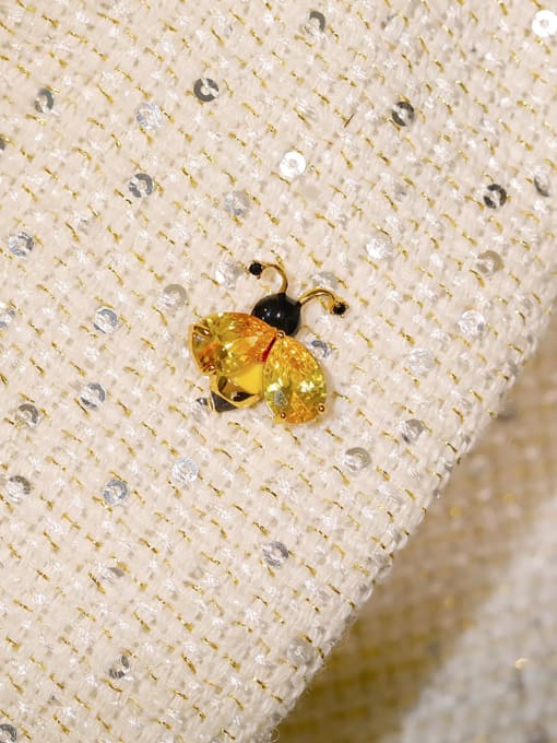 HYACINTH Brass Cubic Zirconia Bee Cute Brooch 1