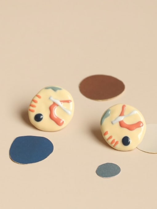 Five Color Alloy Enamel Geometric Cute Stud Earring