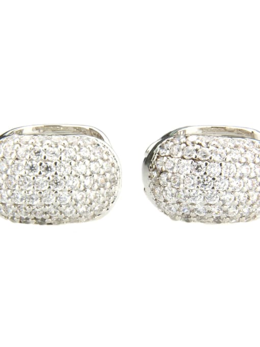 Platinum plated white zircon Brass Cubic Zirconia Round Minimalist Clip Earring