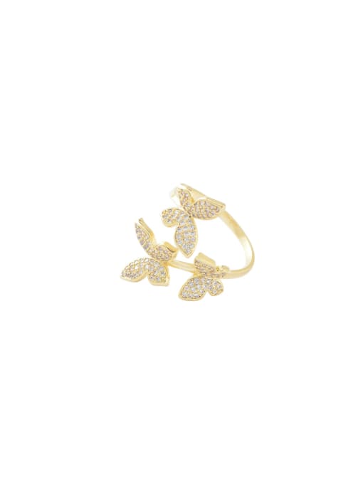 YOUH Brass Cubic Zirconia Butterfly Dainty Band Ring