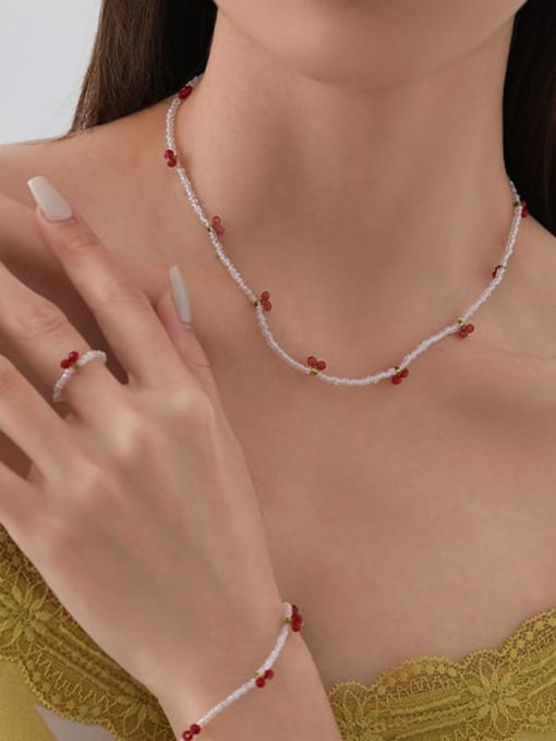 Five Color Titanium Steel  Bohemia Bead Flower   Bracelet and Necklace Set 1