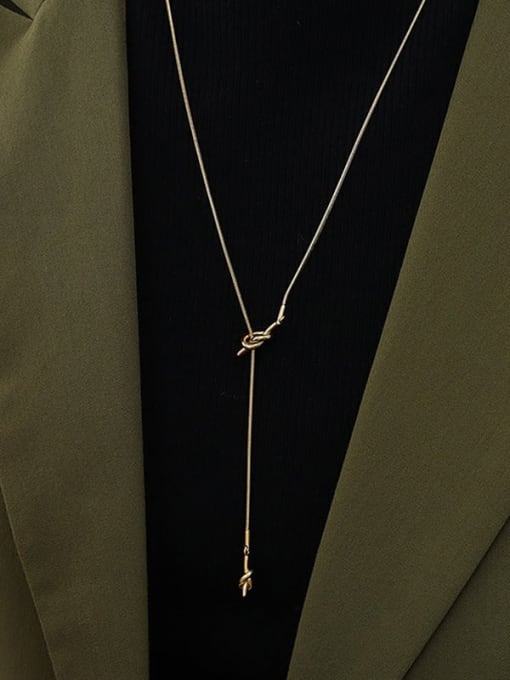 Desoto Stainless steel Tassel Minimalist Lariat Necklace 2