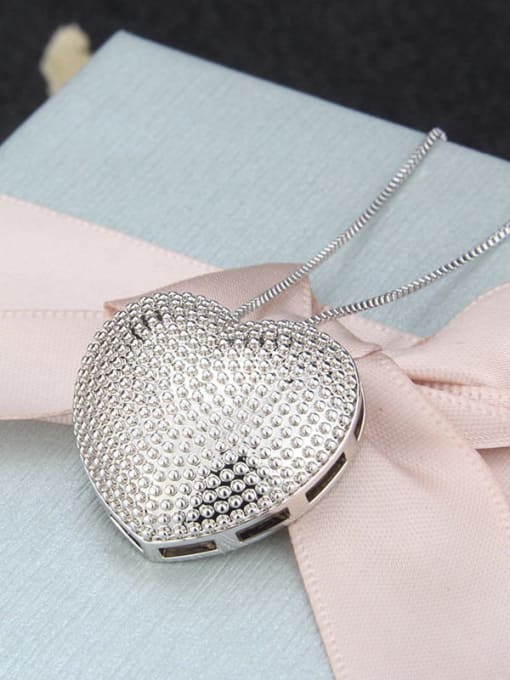 platinum Brass  Smooth Heart Minimalist  Pendant  Necklace