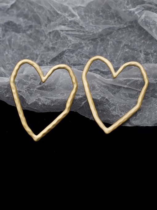 Matte Gold Brass Heart Minimalist Stud Earring