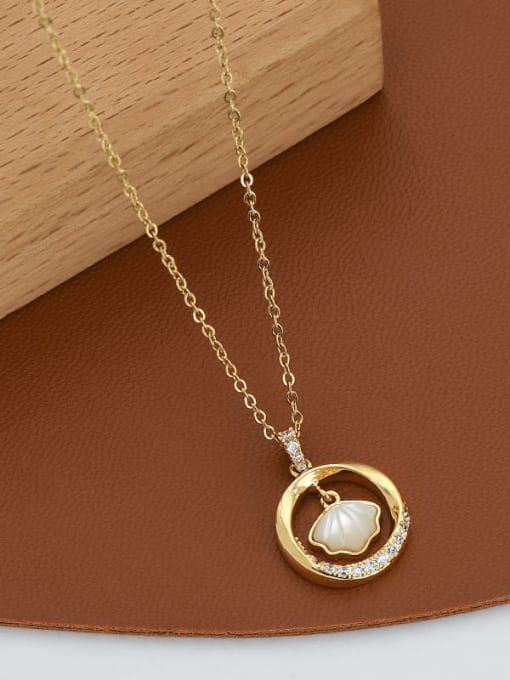 XL64150 Brass Shell Geometric Minimalist Necklace