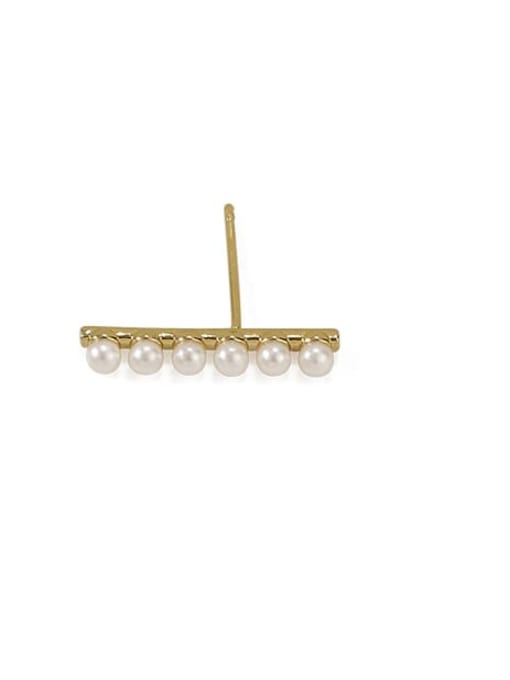 ACCA Brass Imitation Pearl Geometric Minimalist Stud Earring 4