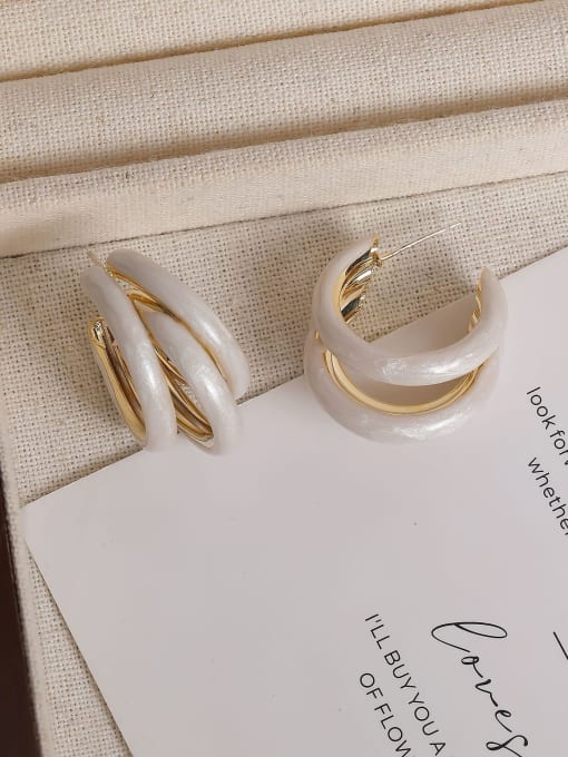 14k gold Brass Enamel Geometric Minimalist Stud Earring
