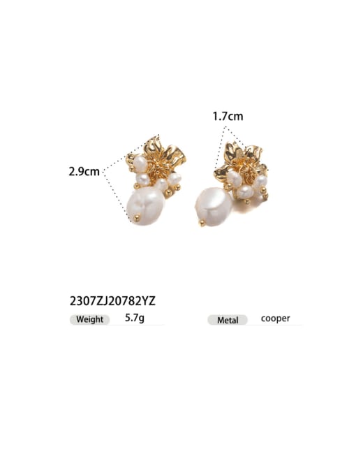 2307ZJ20782YZ Brass Imitation Pearl Irregular Hip Hop Drop Earring