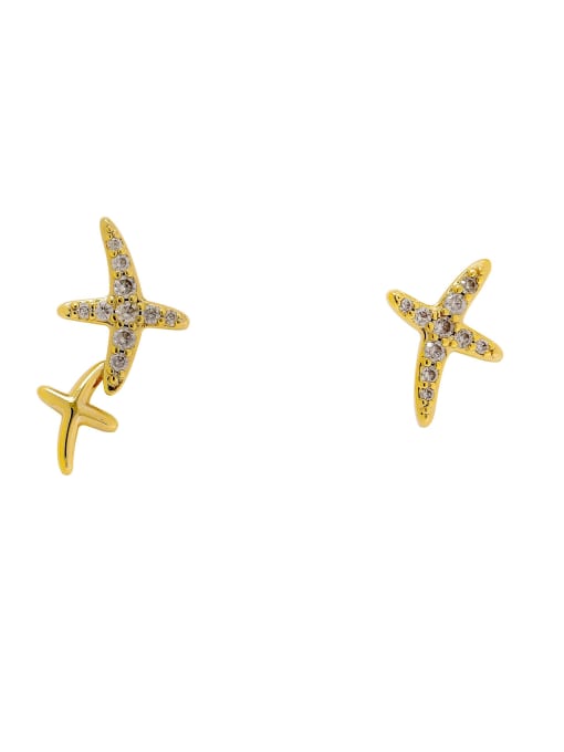 HYACINTH Brass Cubic Zirconia Cross Minimalist Clip Earring 0