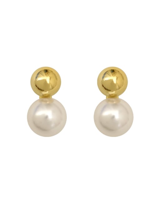 HYACINTH Copper Imitation Pearl Ball Minimalist Stud Trend Korean Fashion Earring 0