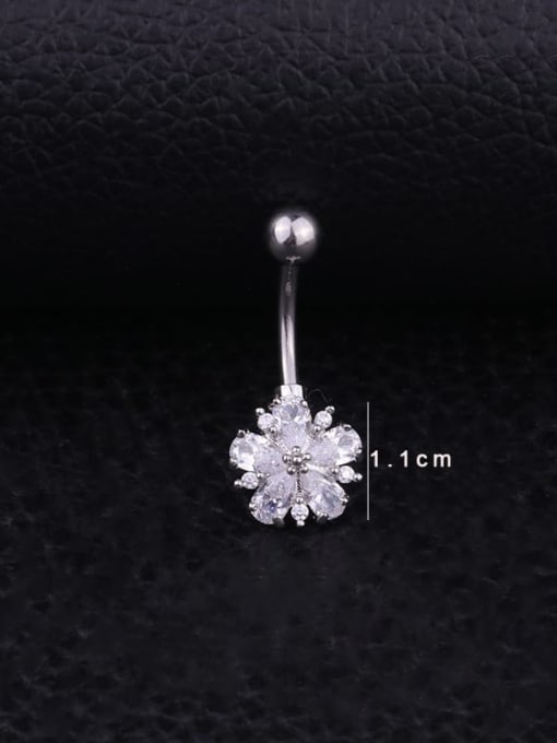 HISON Stainless steel Cubic Zirconia Flower Hip Hop Belly Rings & Belly Bars 2