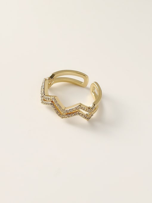 HYACINTH Brass Cubic Zirconia Geometric Minimalist Stackable Fashion Ring 0