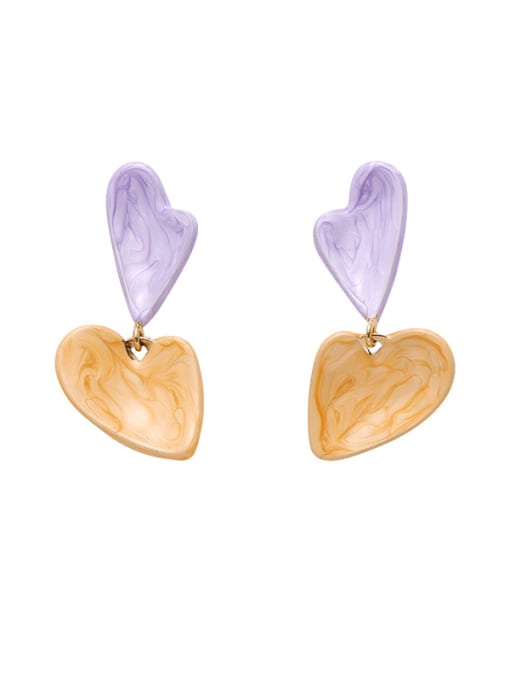 Love pendant Brass Enamel Heart Minimalist Drop Earring