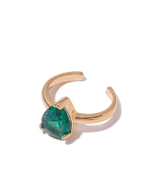 Emerald zircon (Single -Only One) Brass Cubic Zirconia Water Drop Vintage Stud Earring(Single -Only One)